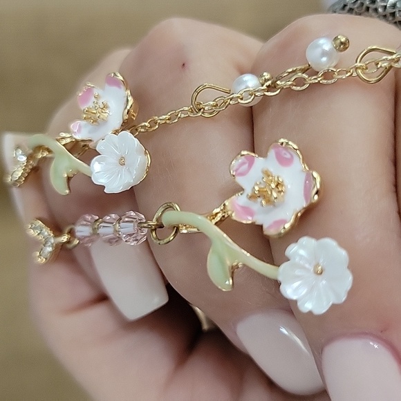 🔥LAST PAIR🔥 Spring Blossom Chain Drop Earrings, S925 - Picture 9 of 10